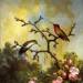 Ruby-Throated Hummingbirds with Apple Blossoms